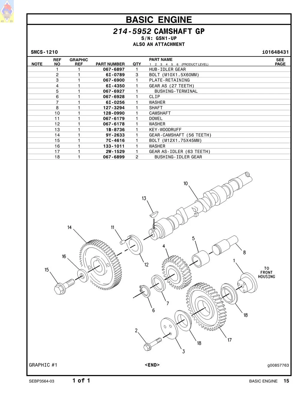 067-6178 WASHER · S/N GSN1-UP CAT parts manual diagram
