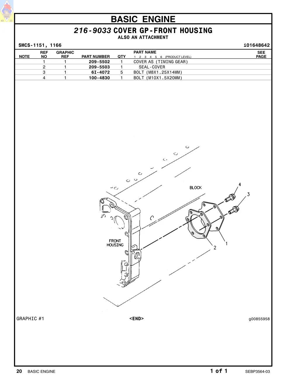 209-5502 - COVER AS (TIMING GEAR)