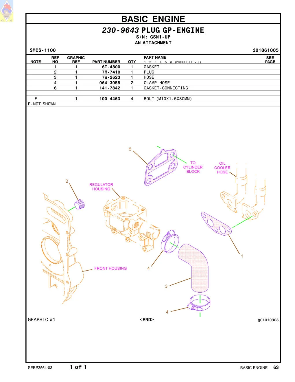 064-3058 CLAMP-HOSE · S/N GSN1-UP CAT parts manual diagram