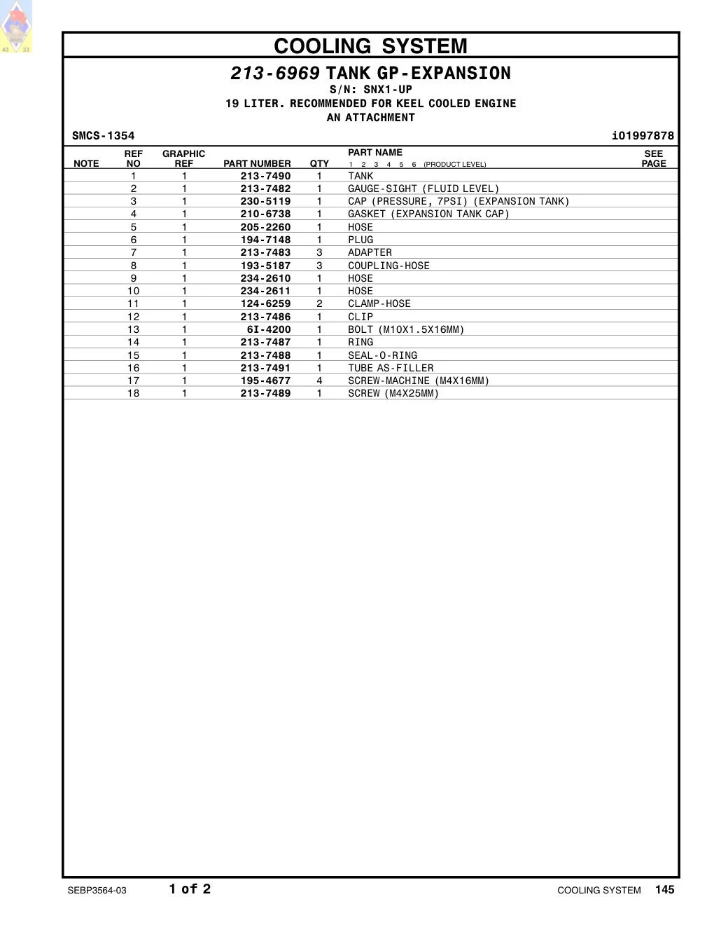 234-2611 HOSE · S/N SNX1-UP CAT parts manual diagram