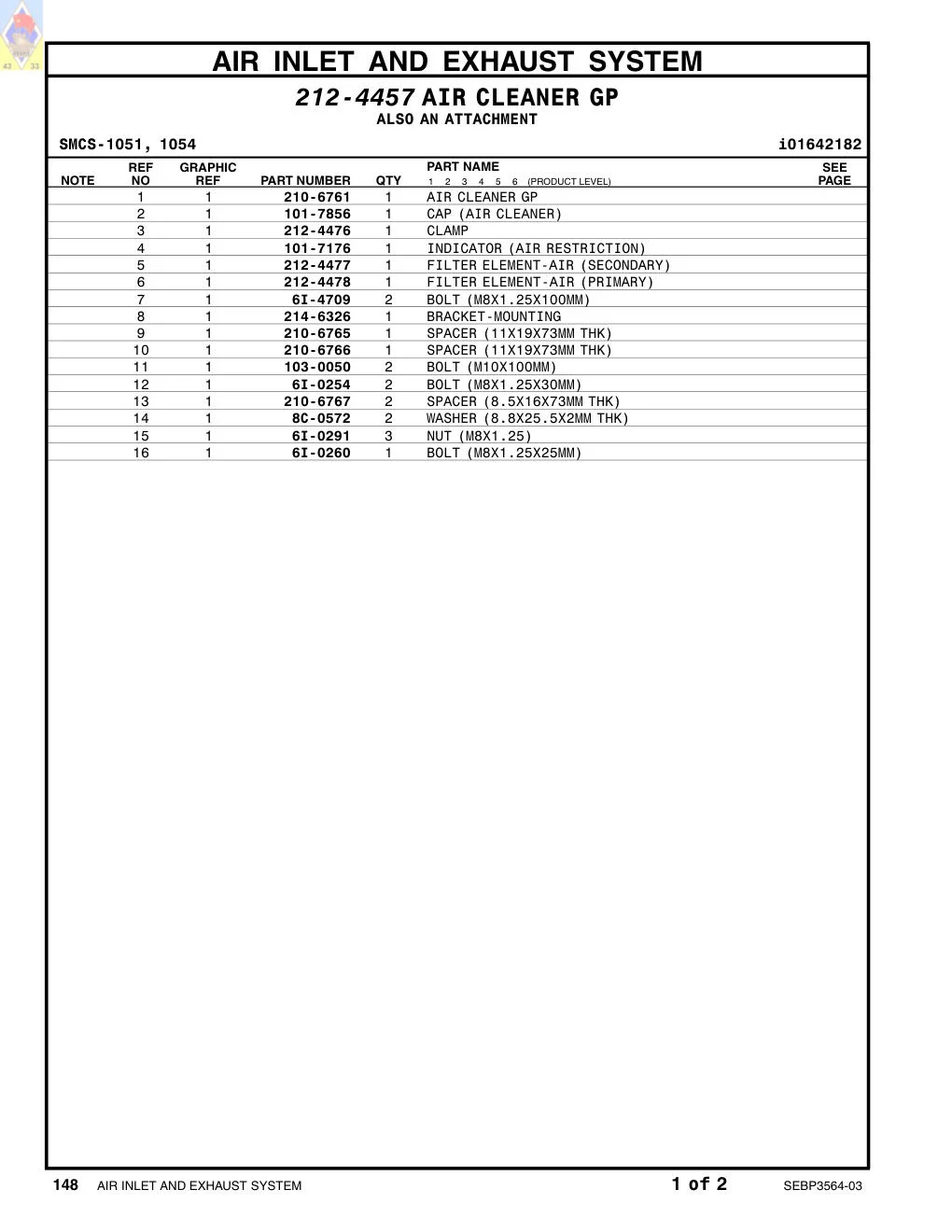 101-7176 INDICATOR (AIR RESTRICTION) CAT parts manual diagram