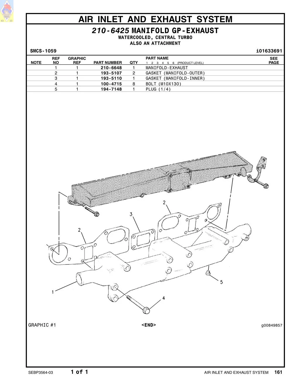193-5107 - GASKET (MANIFOLD-OUTER)