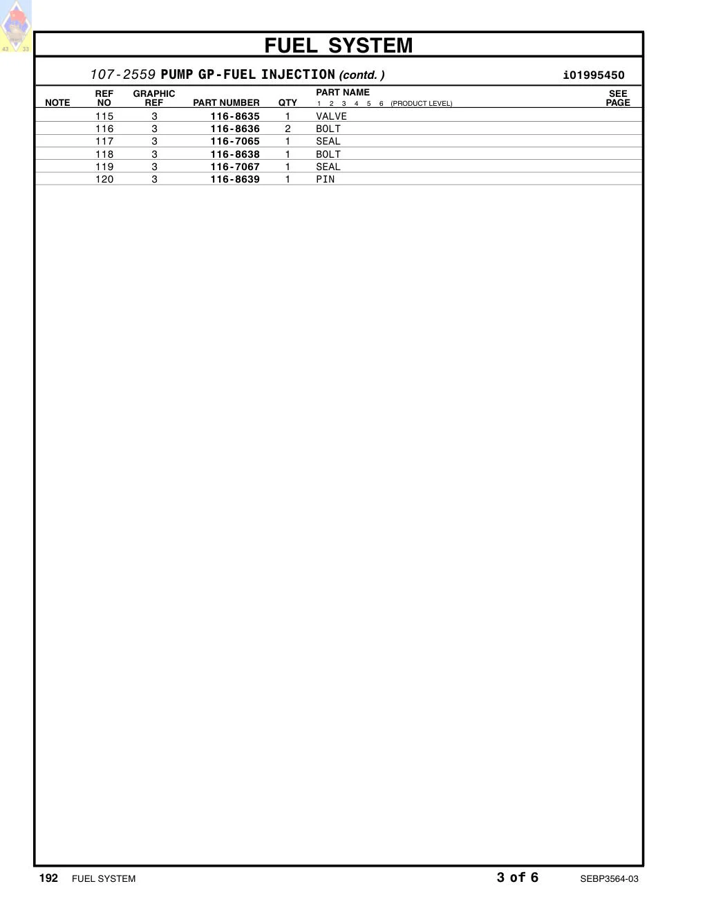 116-8639 PIN CAT parts manual diagram