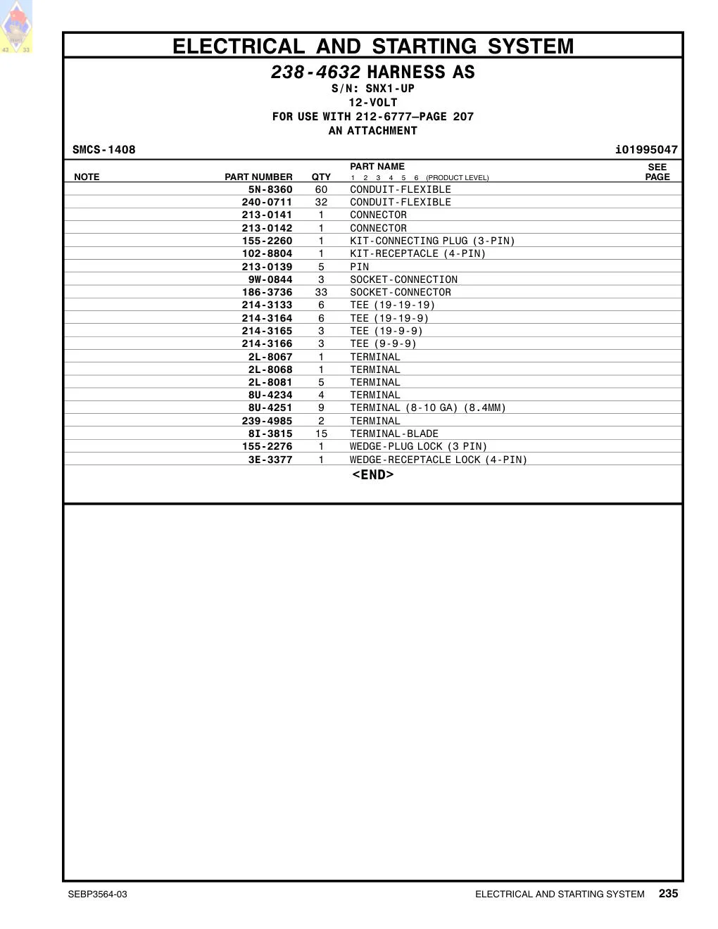8U-4234 TERMINAL CAT parts diagram