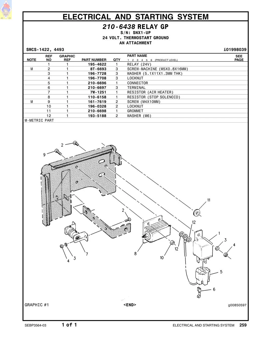 110-6158 RESISTOR (STOP SOLENOID) · S/N SNX1-UP CAT parts manual diagram