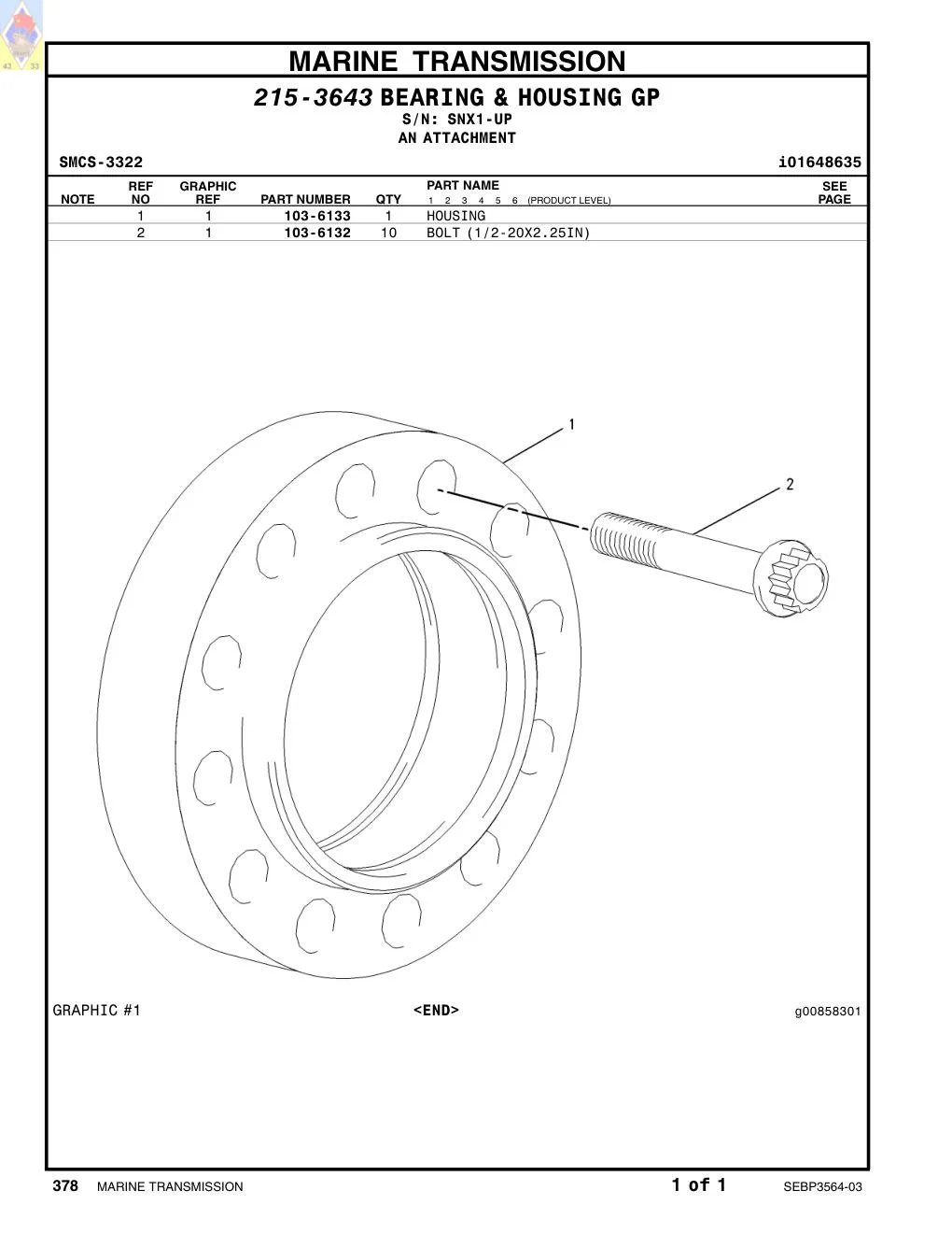 103-6132 - BOLT (1/2-20X2.25IN)