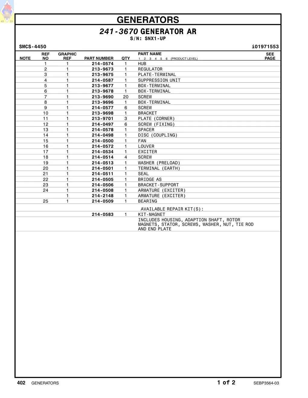 214-0497 - SCREW (FIXING)