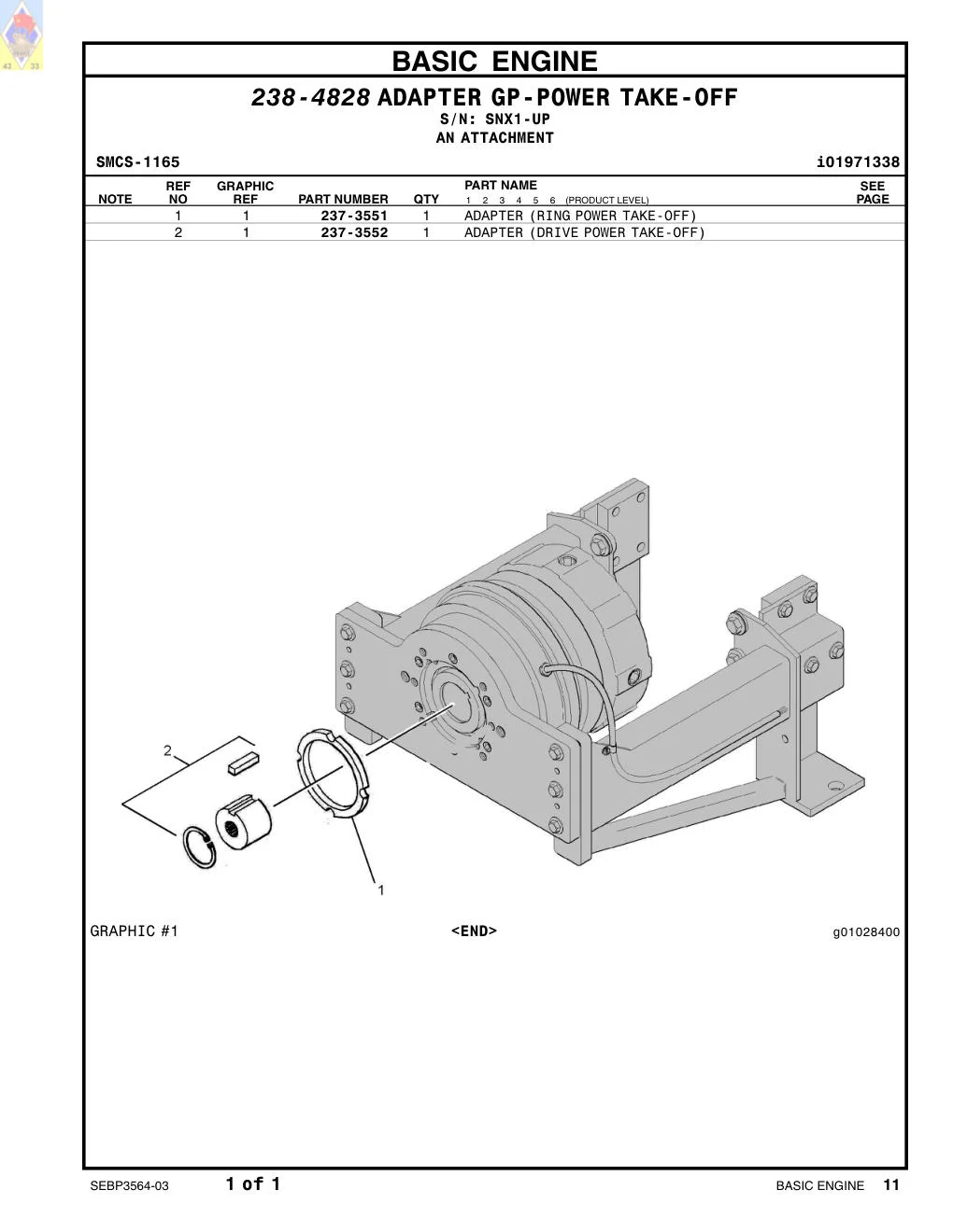 237-3551 - ADAPTER (RING POWER TAKE-OFF)