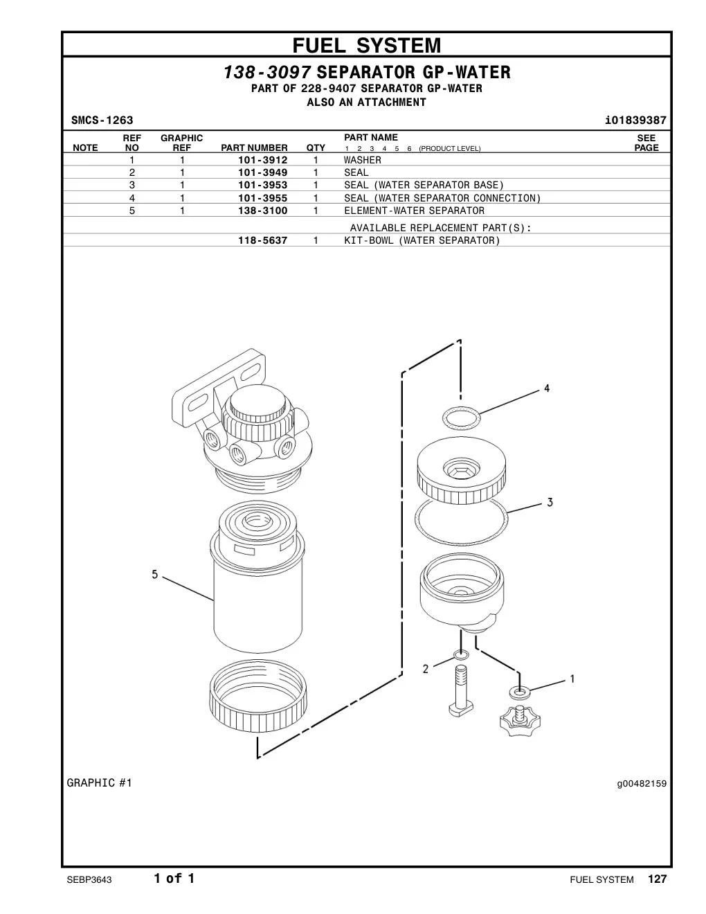 101-3955 - SEAL (WATER SEPARATOR CONNECTION)