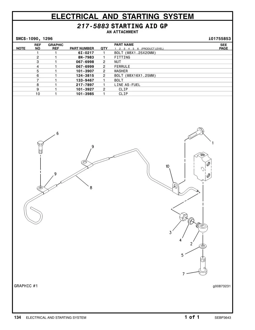 101-3985 CLIP CAT parts manual diagram
