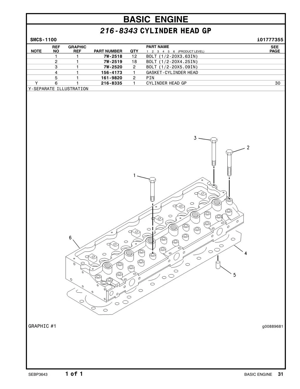 161-9820 PIN CAT parts manual diagram