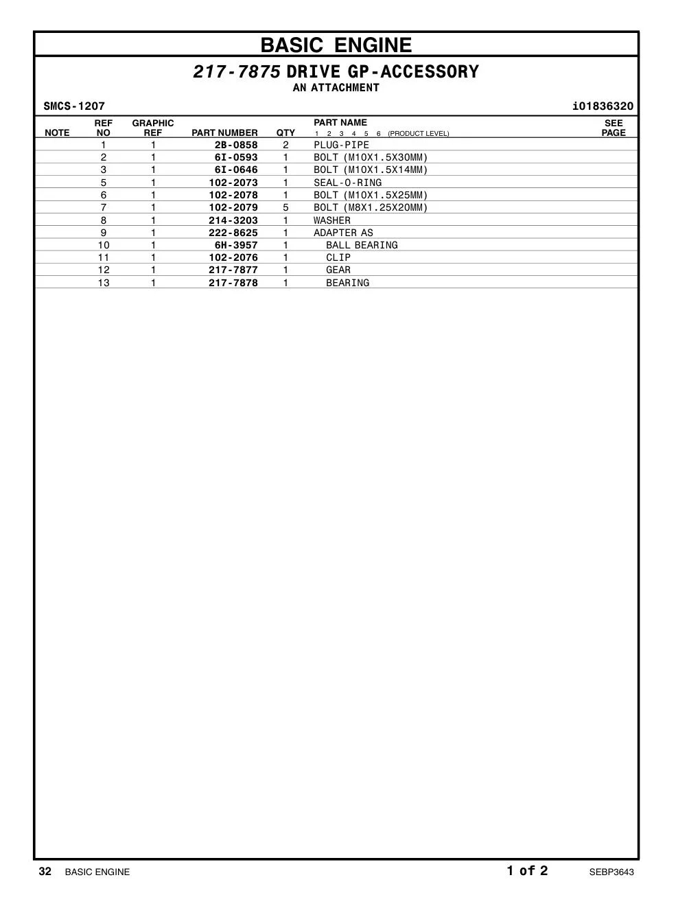 6H-3957 - BALL BEARING