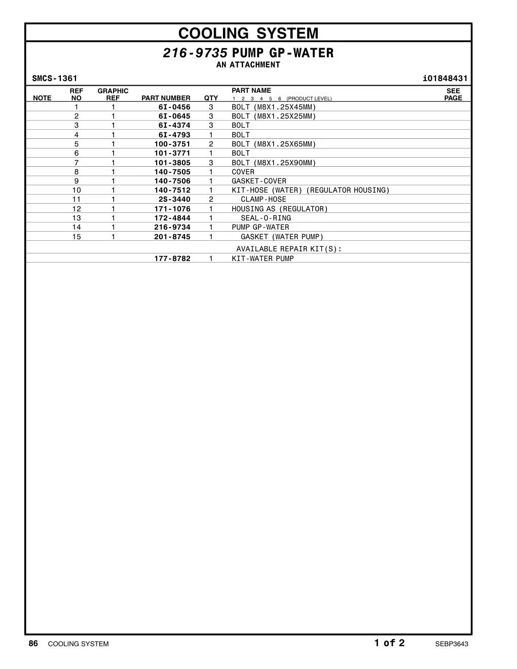140-7512 - KIT-HOSE (WATER) (REGULATOR HOUSING)