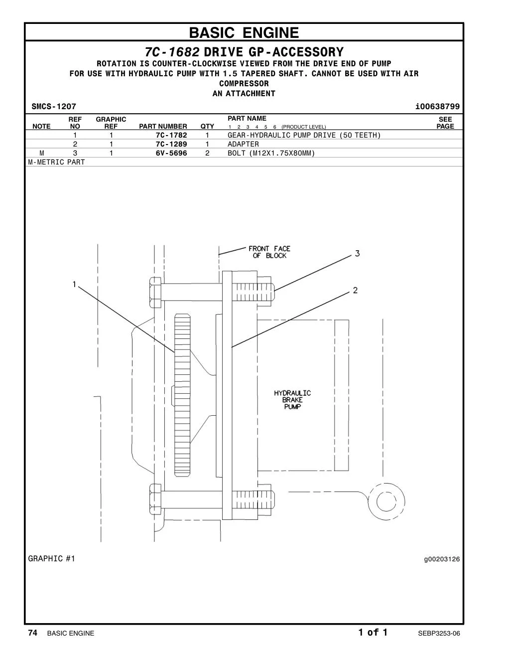 7C-1782 - GEAR-HYDRAULIC PUMP DRIVE (50 TEETH)