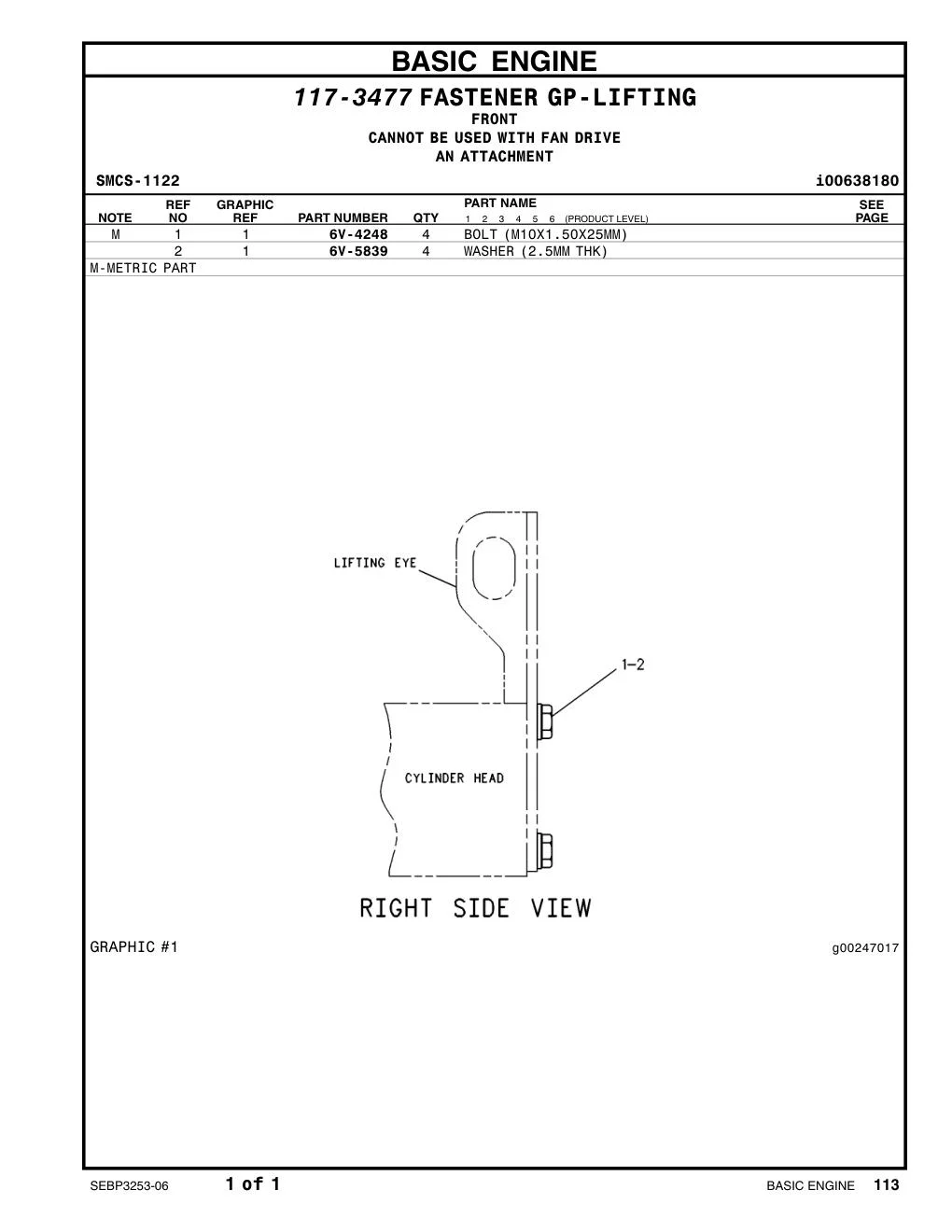 6V-4248 - BOLT (M10X1.50X25MM)