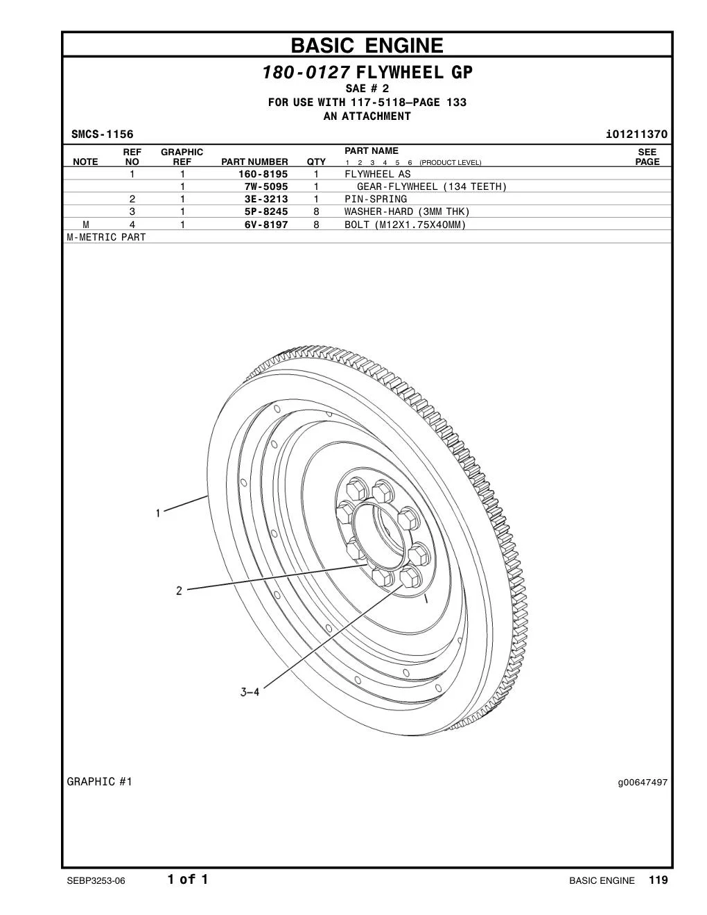 7W-5095 - GEAR-FLYWHEEL(134-TEETH)