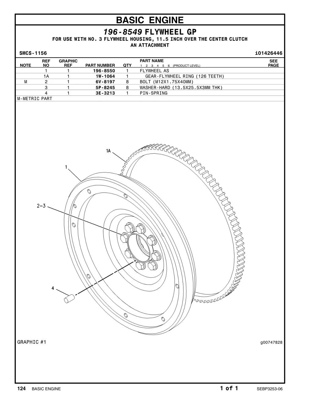 1W-1064 - GEAR-FLYWHEELRING(126-TEETH)