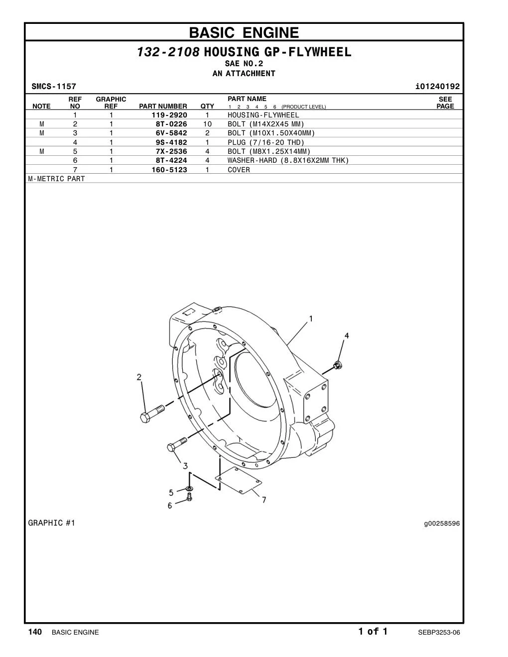 7X-2536 BOLT (L=14mm) CAT parts manual diagram