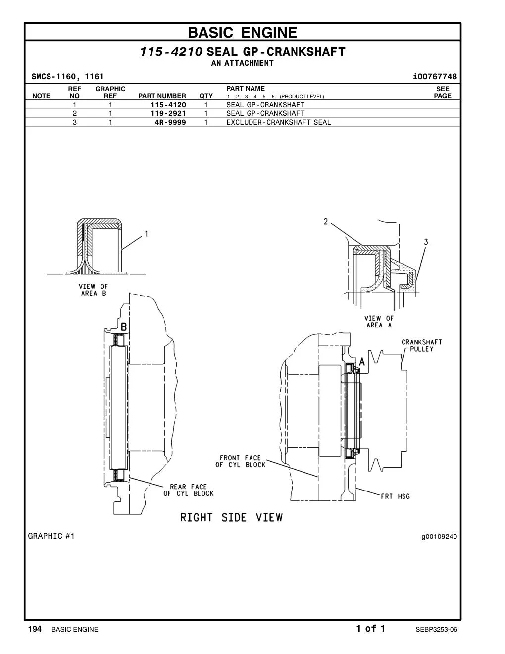 4R-9999 EXCLUDER-CRANKSHAFT SEAL CAT parts manual diagram