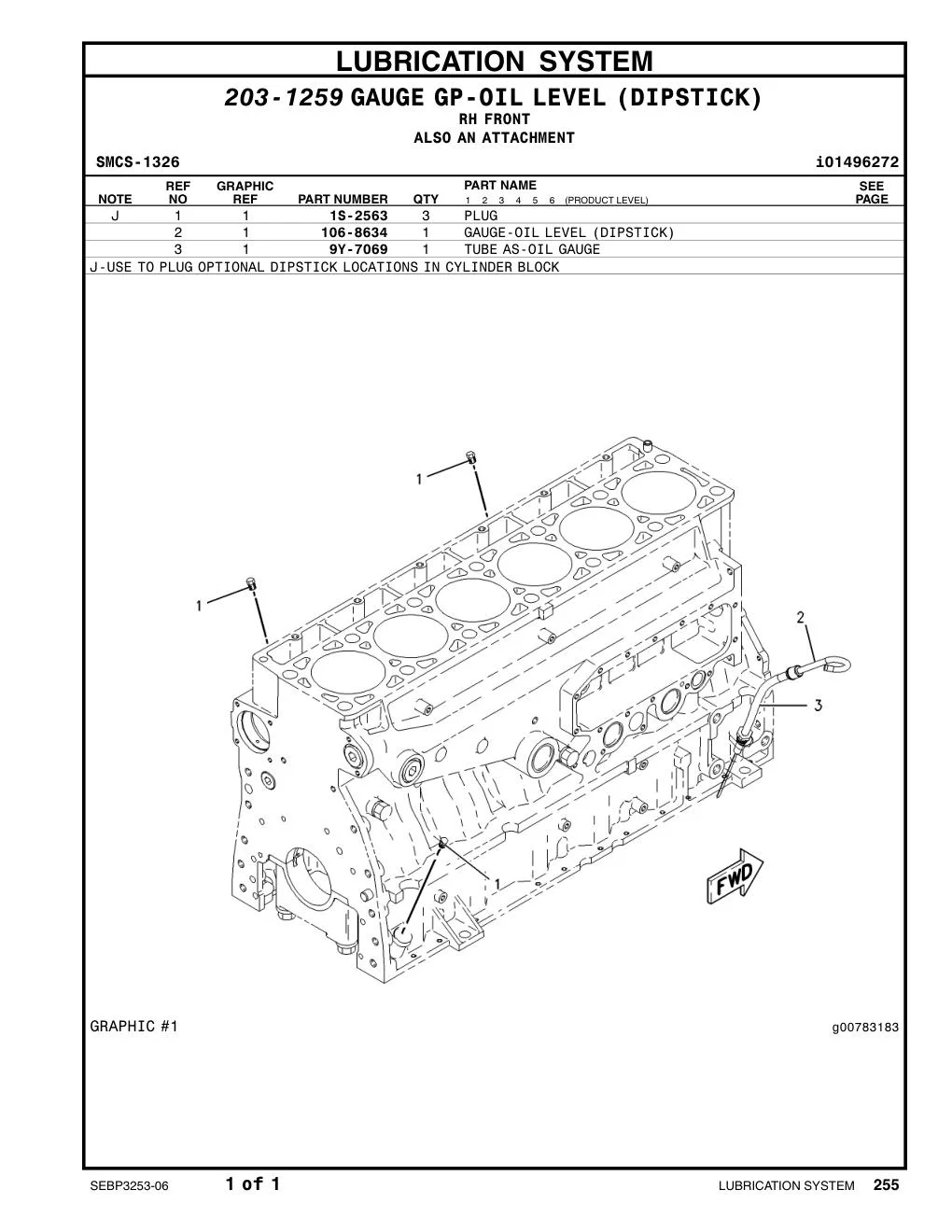 9Y-7069 - TUBEAS-OILGAUGE