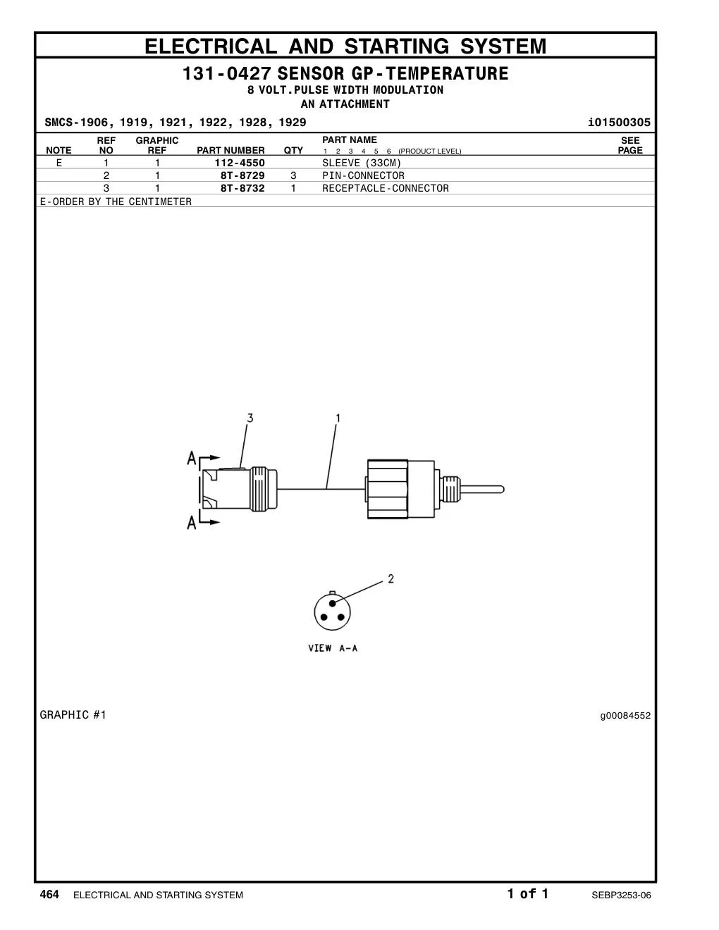 8T-8732 RECEPTACLE (3-PIN) CAT parts manual diagram