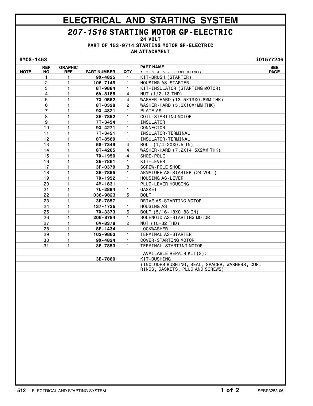 8F-1434 LOCKWASHER CAT parts manual diagram