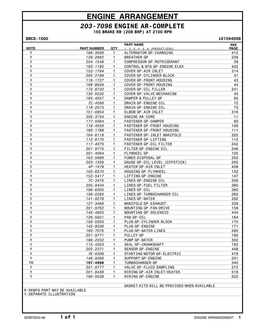7C-2475 LINES GP-ENGINE OIL CAT parts diagram