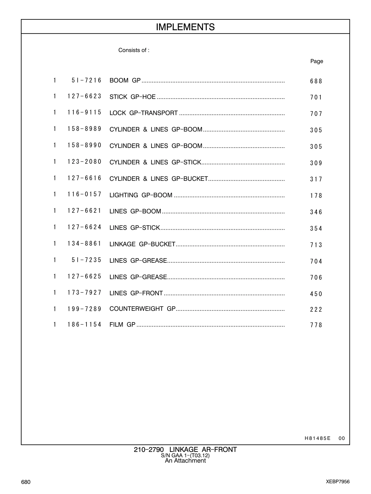 127-6621 - LINES GP - BOOM........................................................................