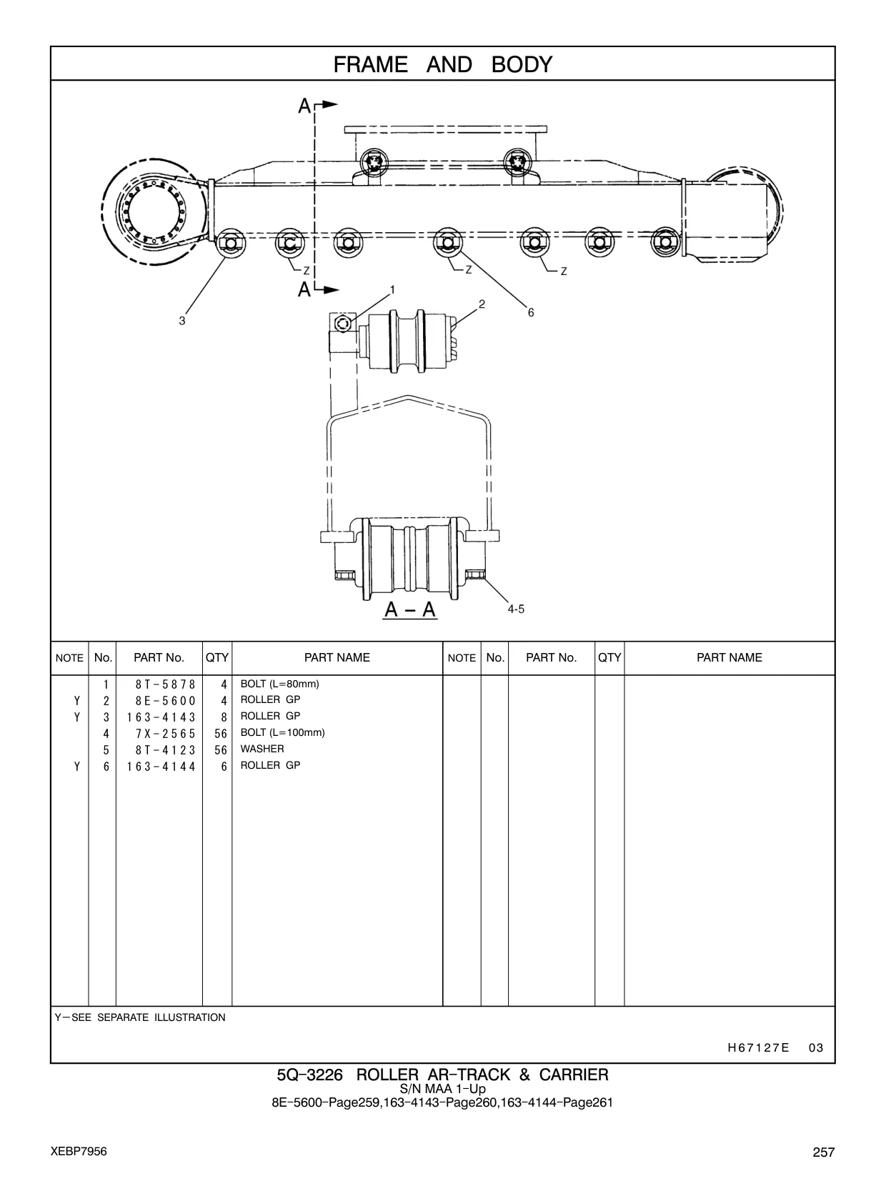 163-4144 - ROLLER GP 5Q - 3226 ROLLER S/N 8E - 5600 - Page259,163 -