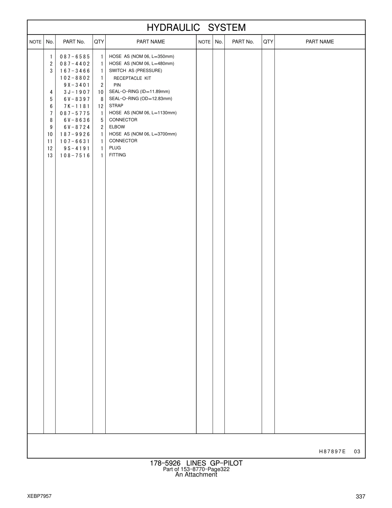 187-9926 - HOSE AS (NOM 06, L=3700mm)