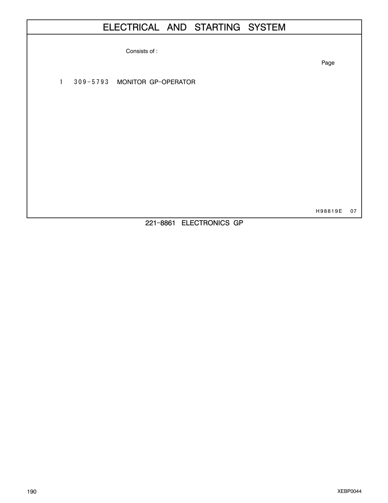 309-5793 - MONITOR GP - OPERATOR