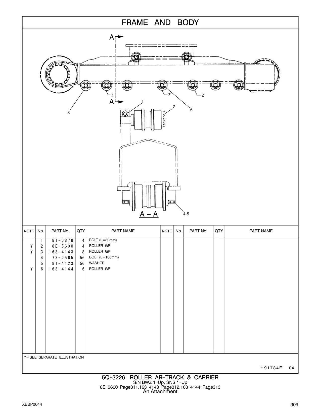 163-4144 - ROLLER GP 5Q - 3226 ROLLER S/N BWZ 8E - 5600 - Page311,163 - An