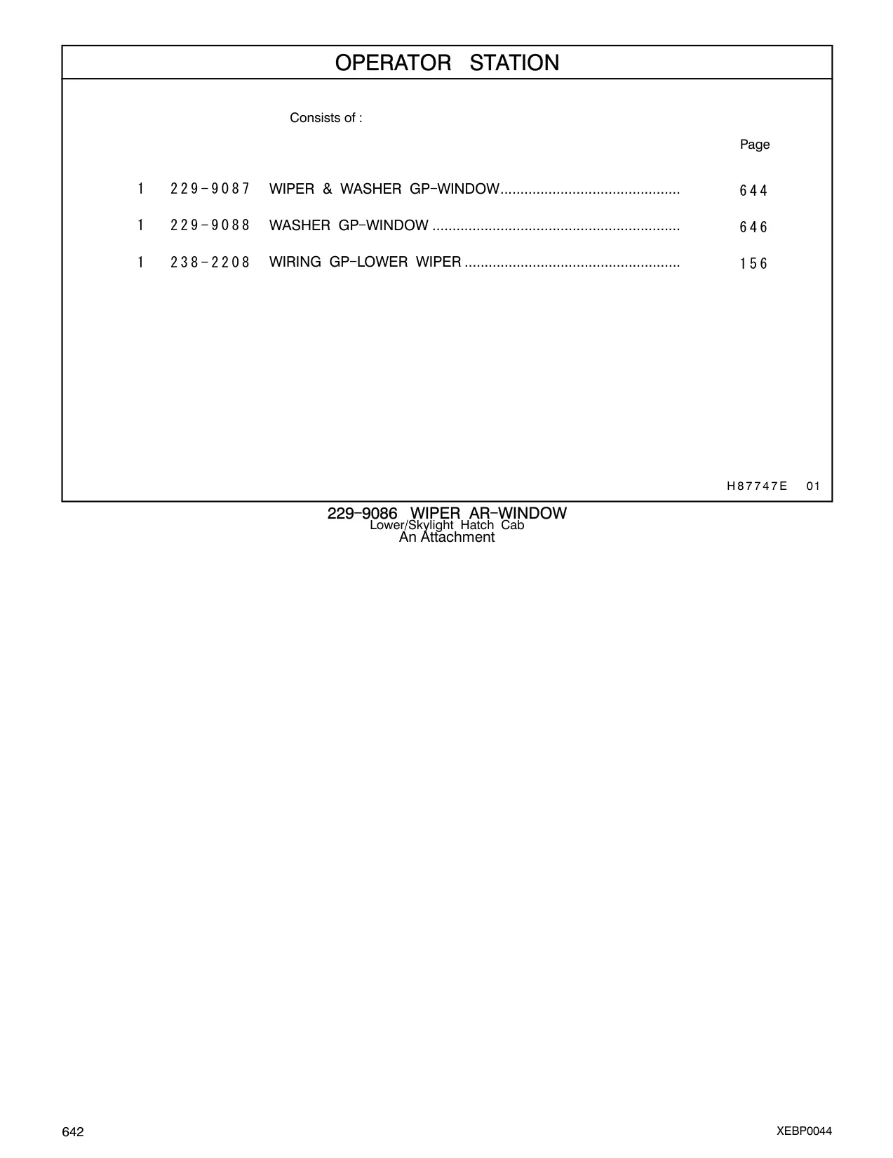 229-9087 - WIPER & WASHER GP - WINDOW.............................................