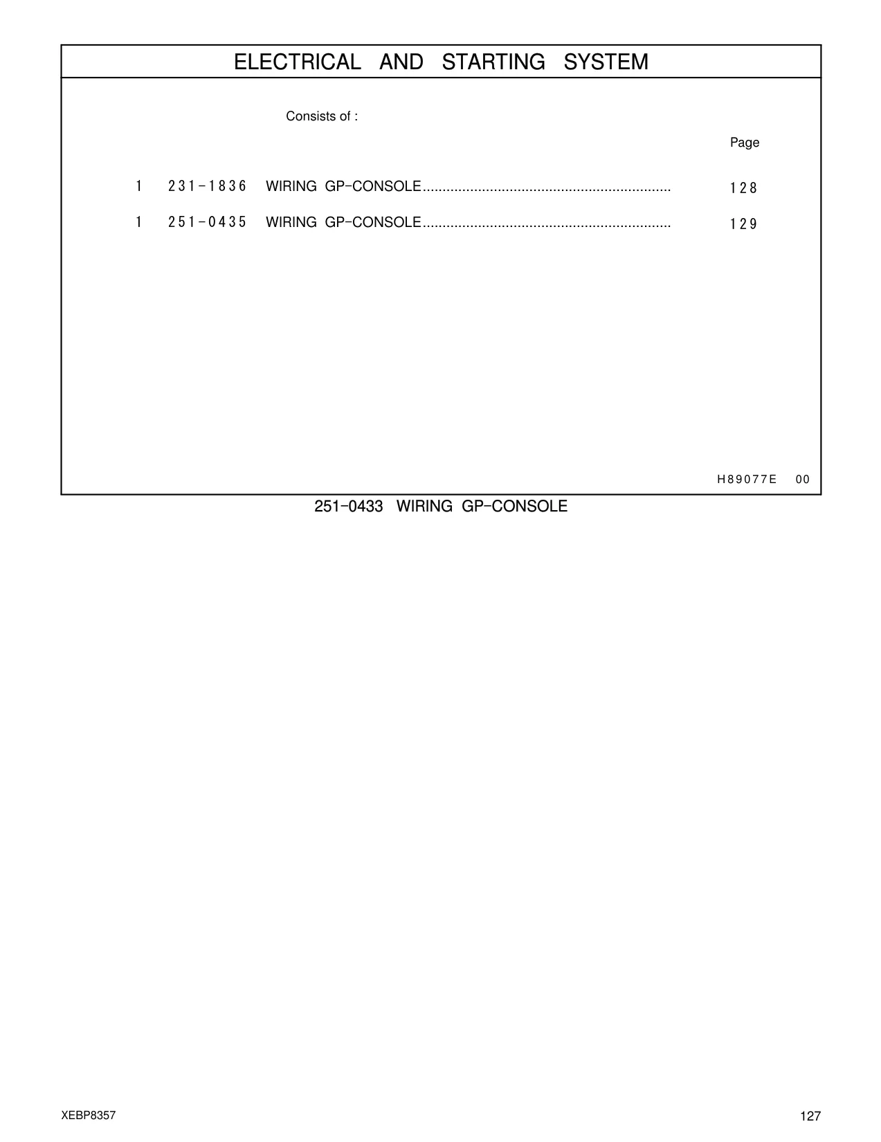 231-1836 - WIRING GP - CONSOLE...............................................................