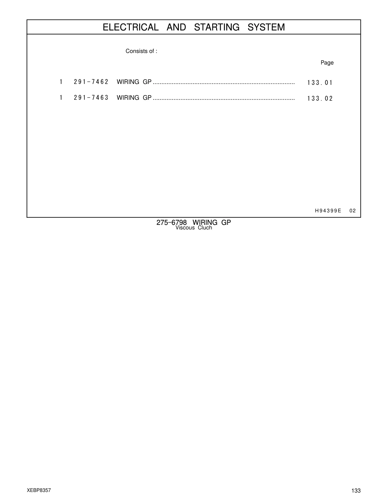 291-7462 - WIRING GP ..................................................................................