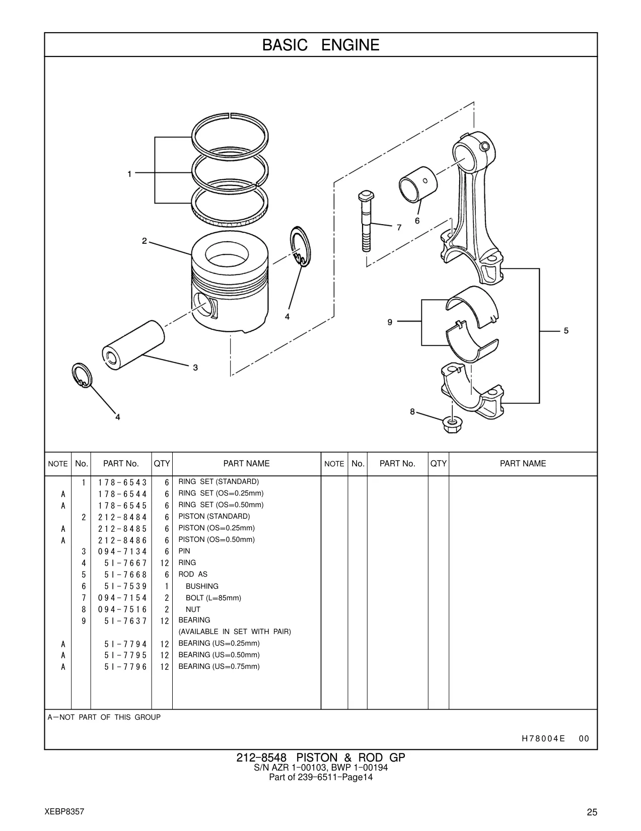 212-8486 - PISTON (OS=0.50mm)