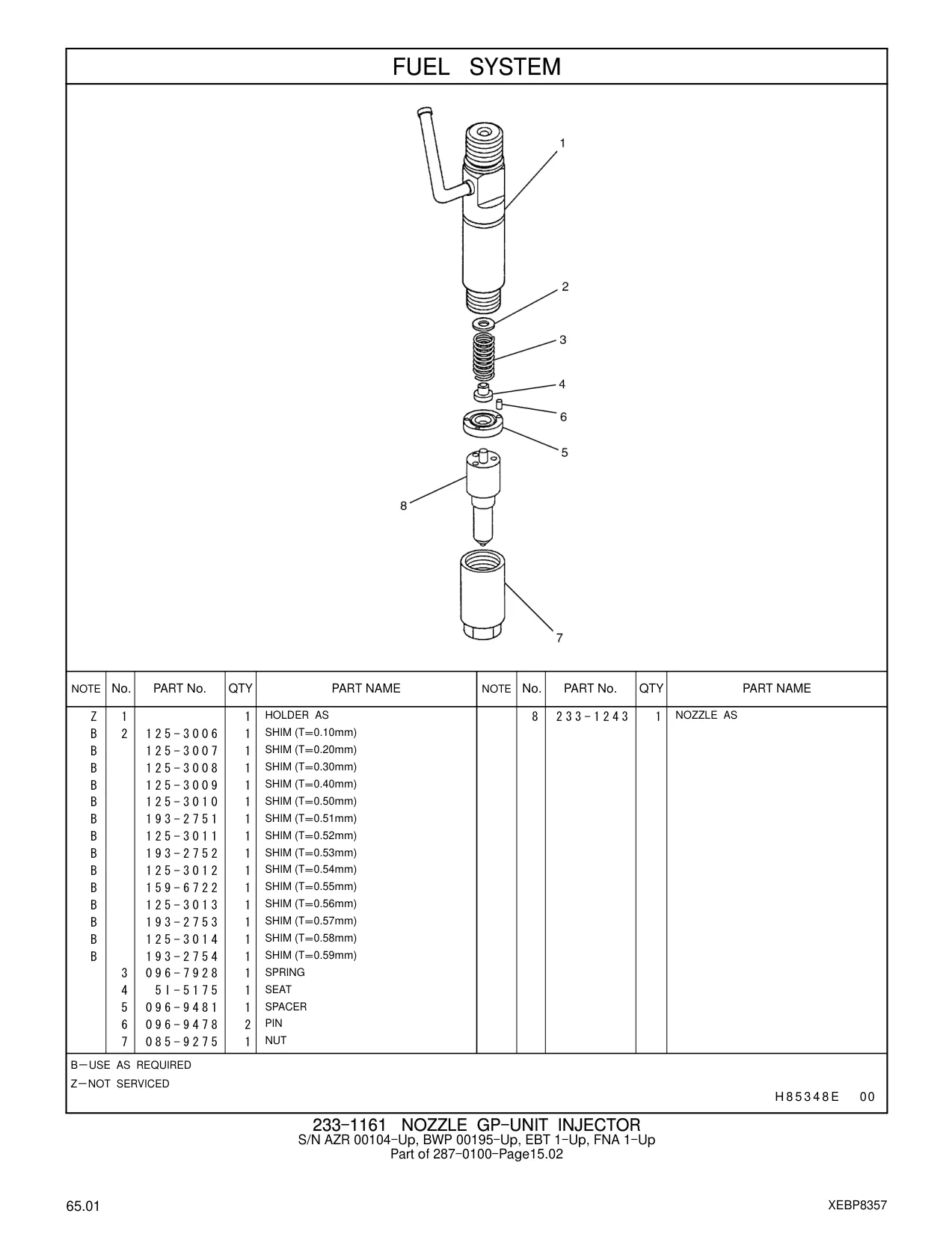 233-1243 - NOZZLE AS H 8 5 3 4 8 E 00