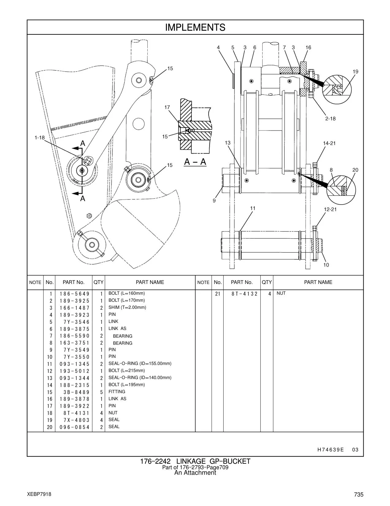 189-3878 LINK AS CAT parts manual diagram