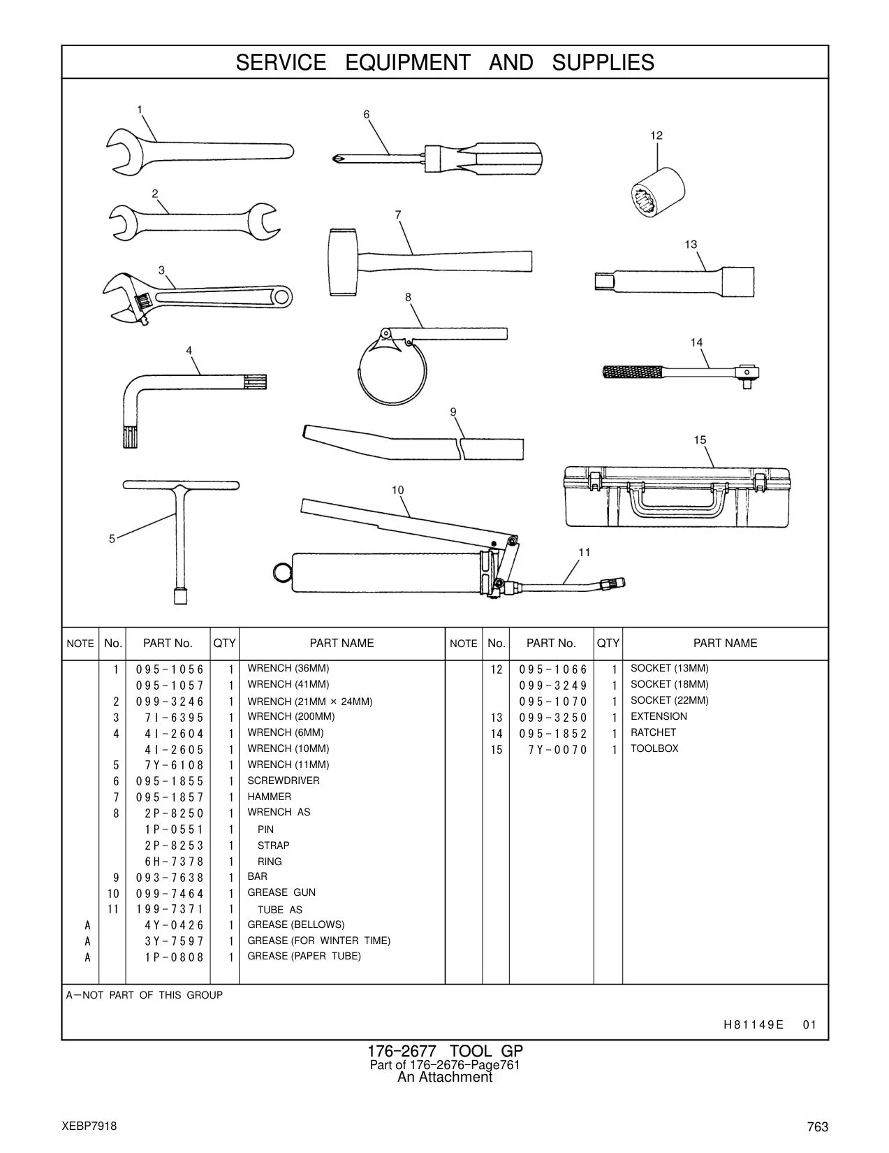 099-3246 - WRENCH (21MM¶24MM) 095-1070 1 SOCKET (22MM)