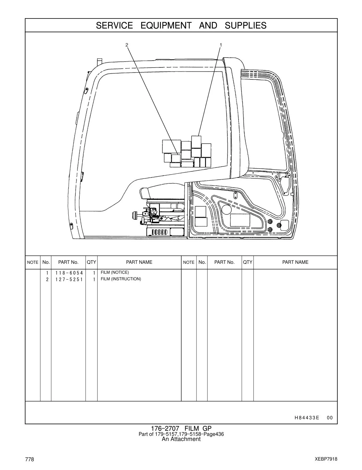 127-5251 FILM (INSTRUCTION) CAT parts manual diagram