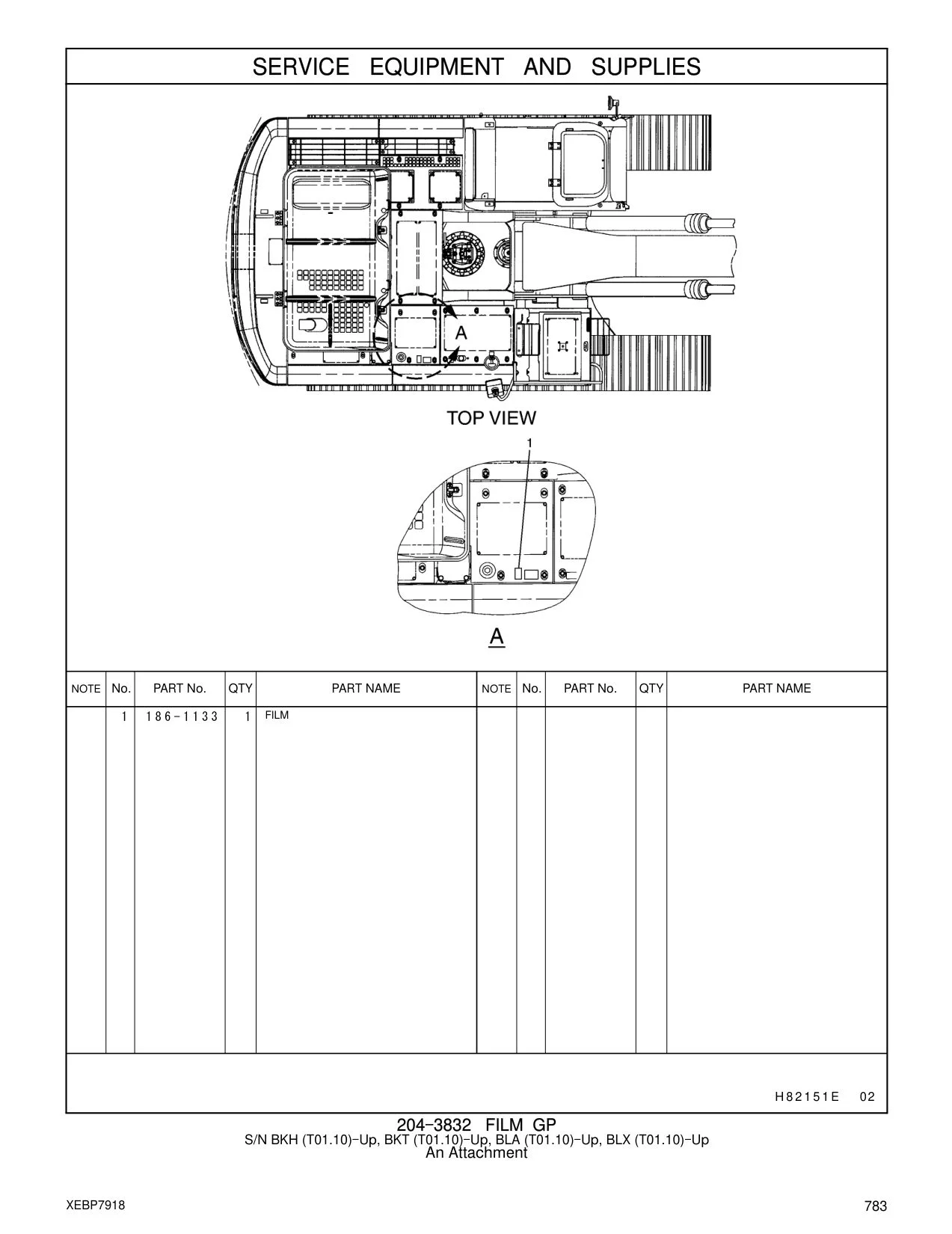186-1133 FILM CAT parts manual diagram