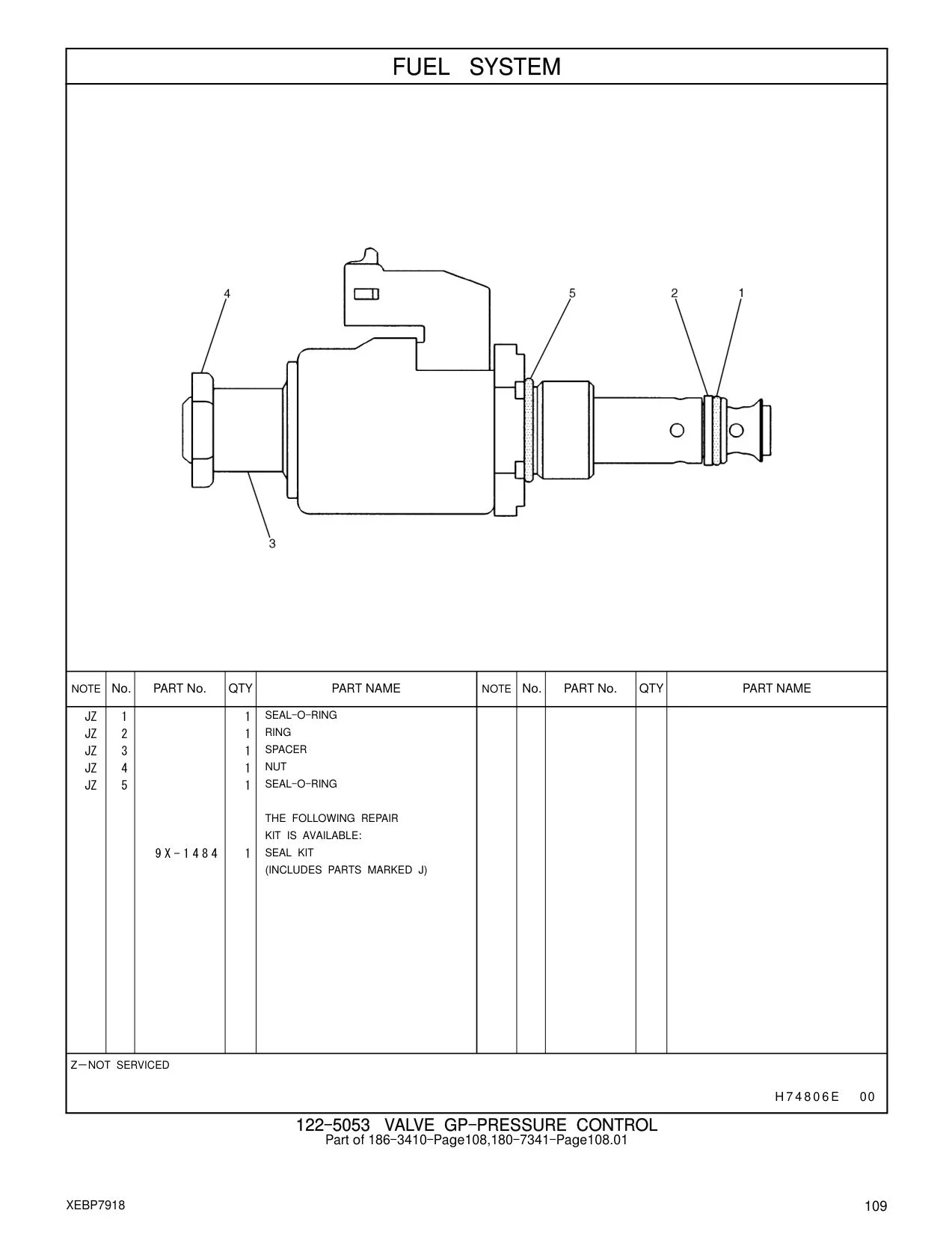 9X-1484 - SEAL KIT (INCLUDES PARTS MARKED J)