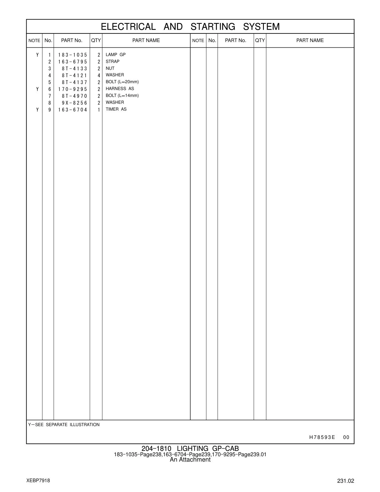 183-1035 LAMP GP CAT parts manual diagram