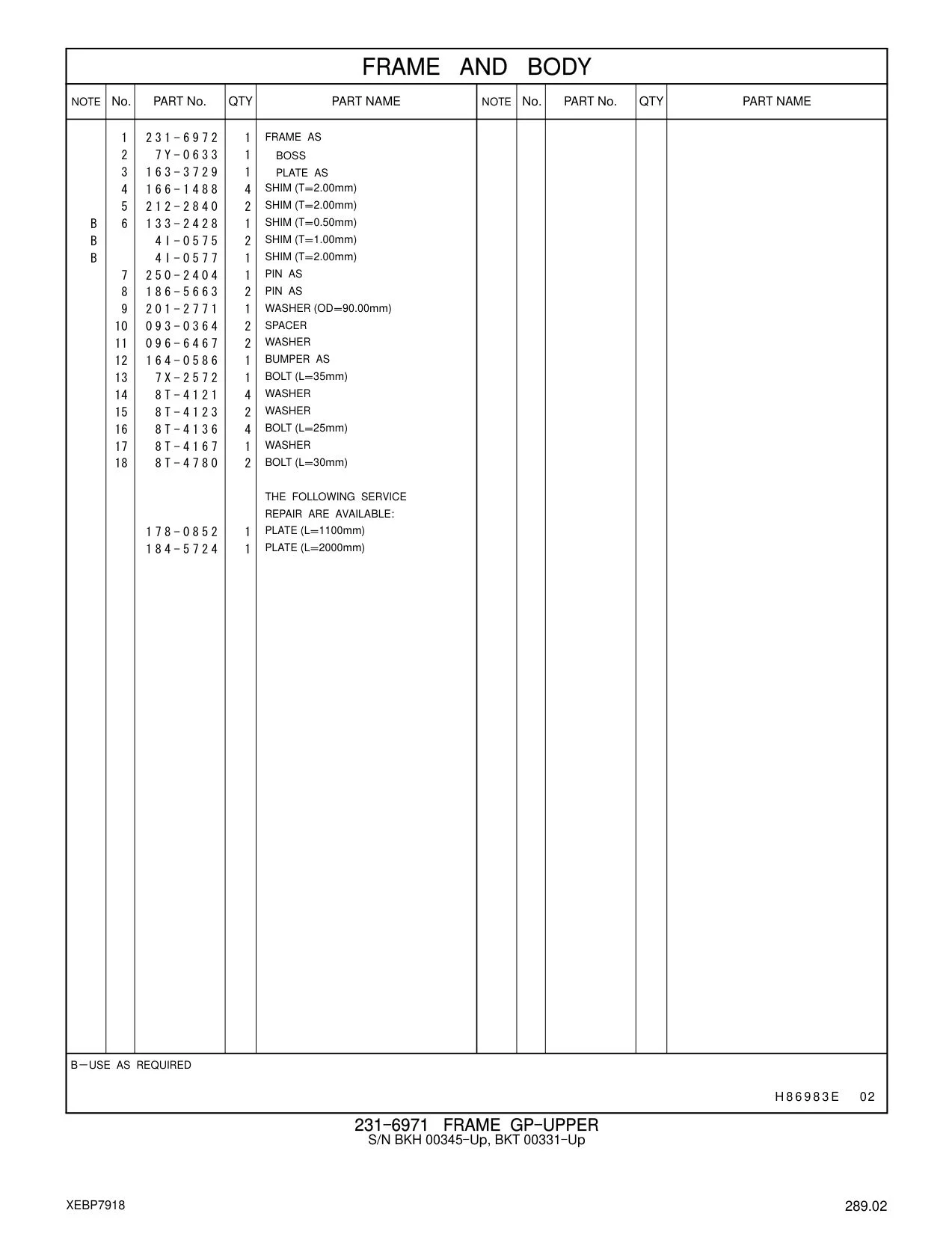 231-6972 FRAME AS CAT parts manual diagram