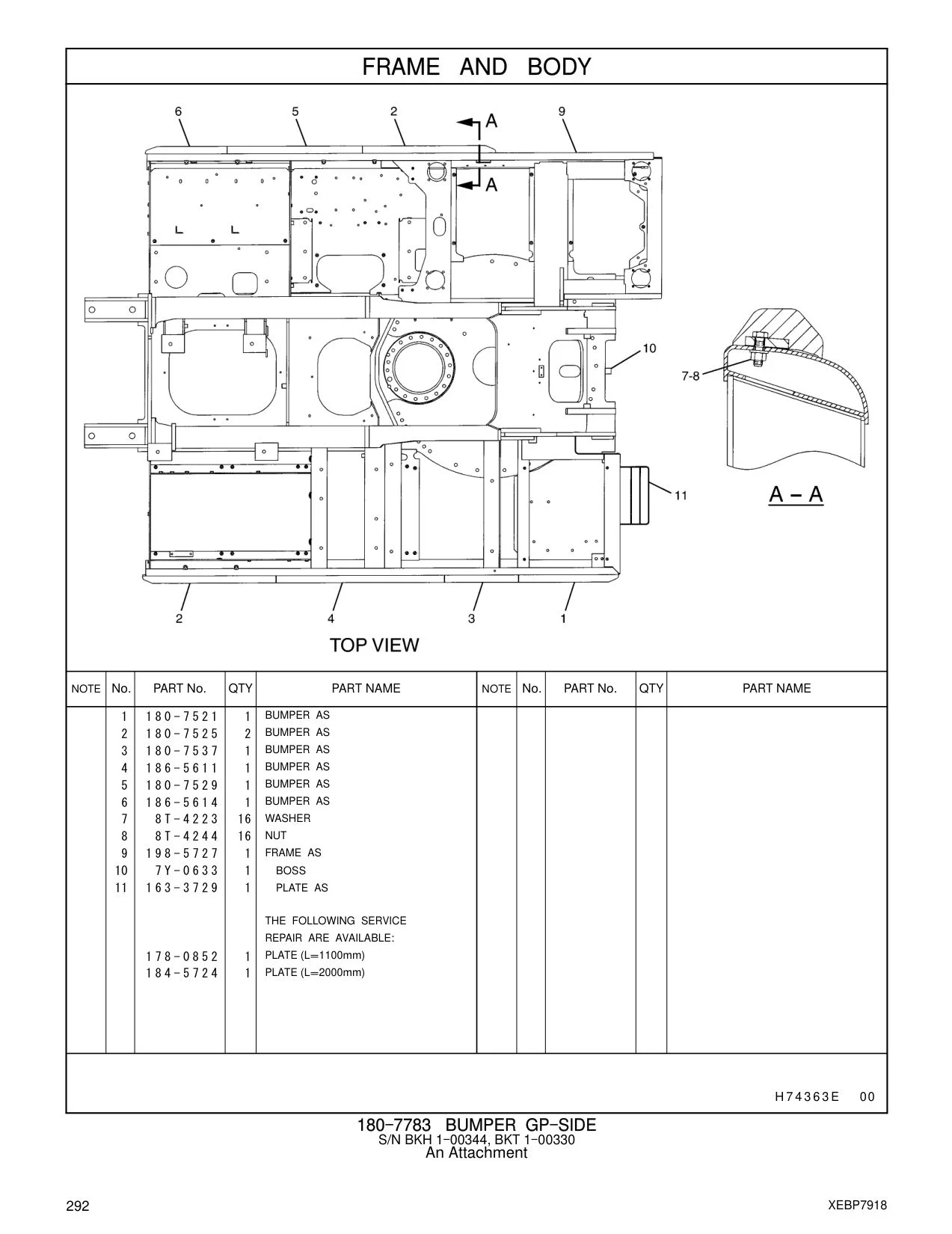 180-7521 BUMPER AS CAT parts manual diagram