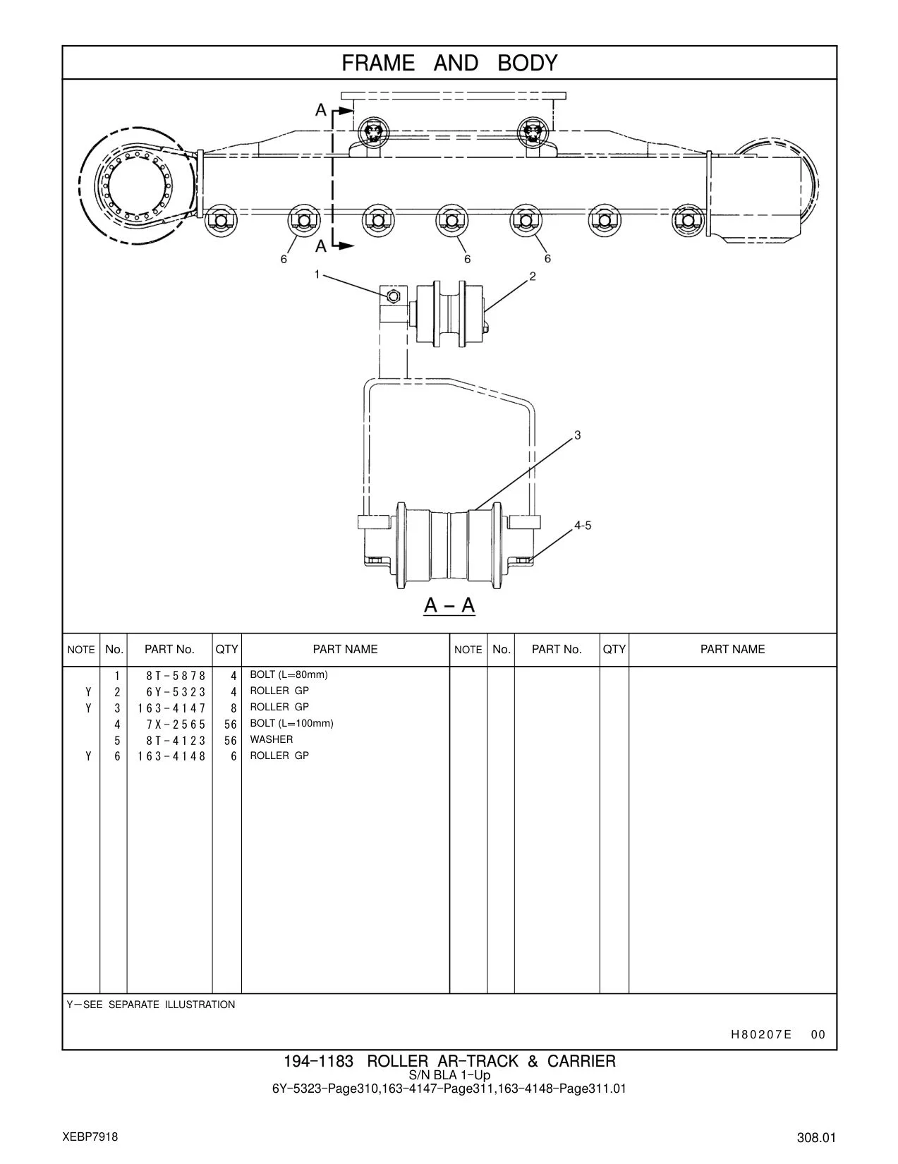 163-4148 ROLLER GP CAT parts manual diagram