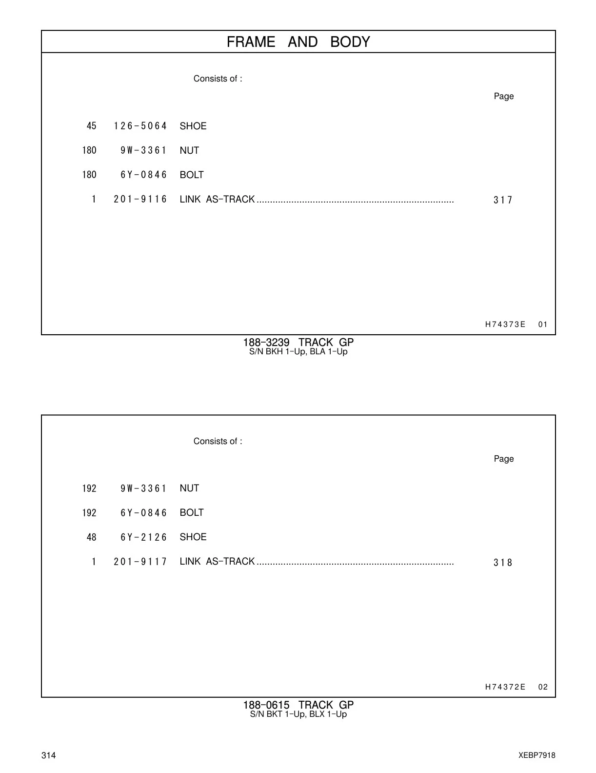 201-9116 LINK AS-TRACK CAT parts manual diagram