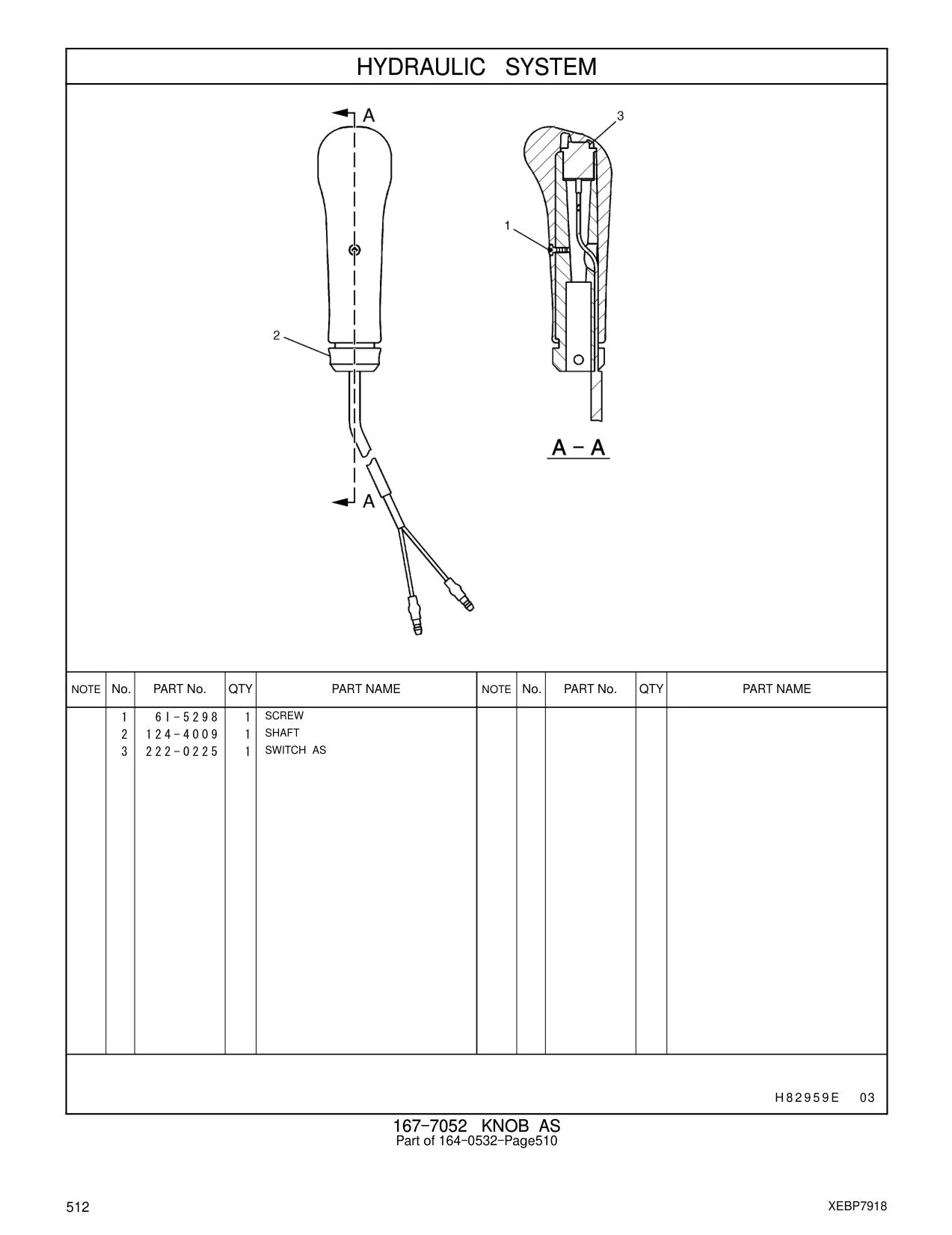 222-0225 SWITCH AS CAT parts manual diagram