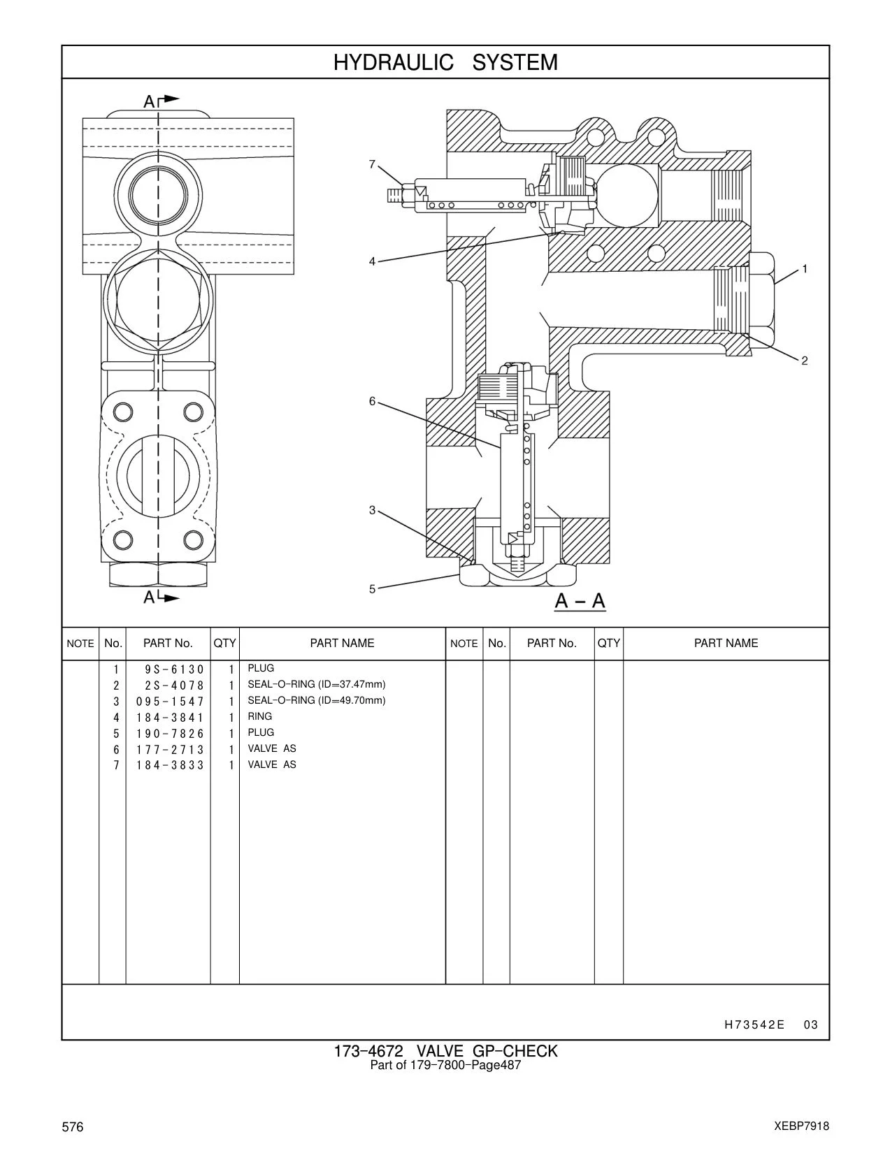 095-1547 SEAL-O-RING (ID=49.70mm) CAT parts manual diagram