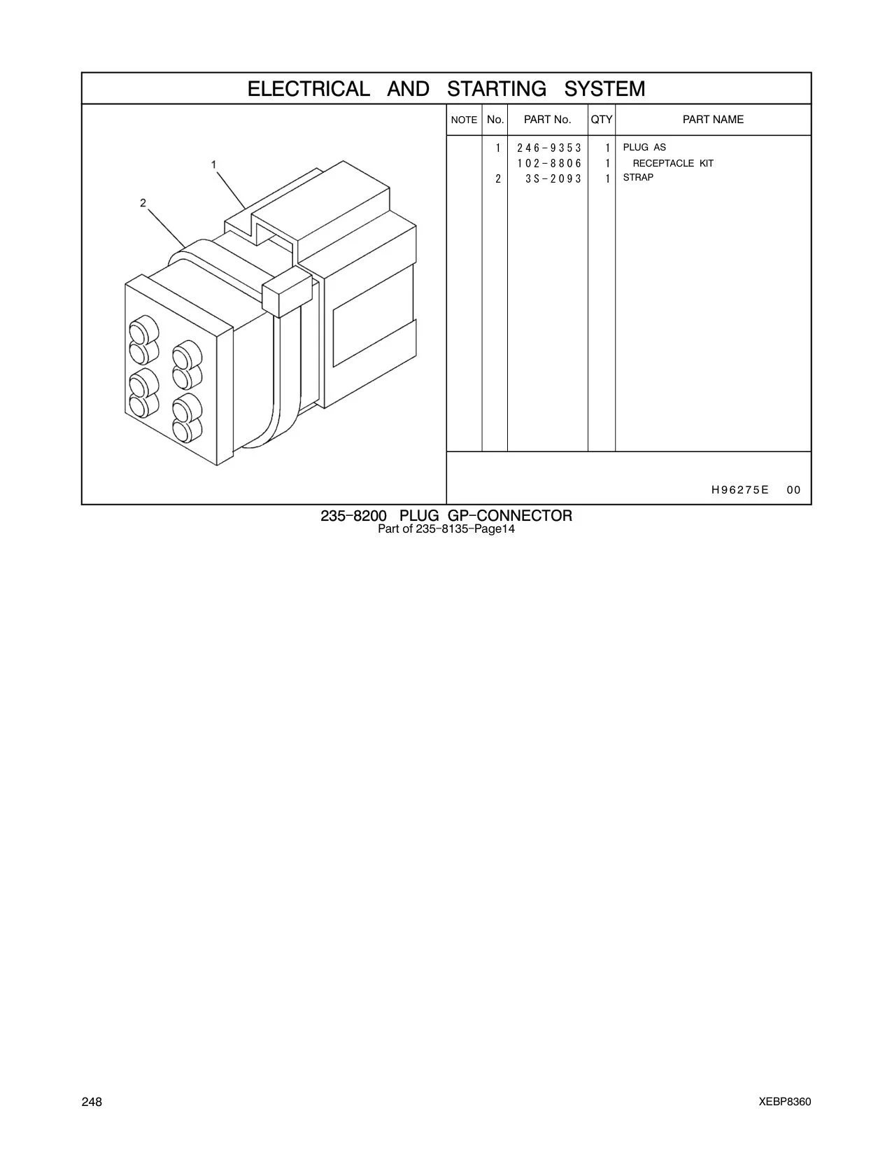 246-9353 PLUG AS CAT parts manual diagram
